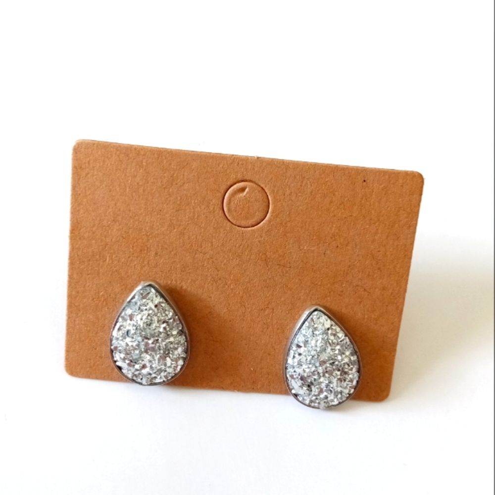 Fashion Jewelry Druzy Teardrop Stud Earrings